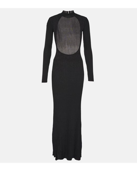 Staud Black Palmira Ribbed-knit Maxi Dress