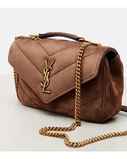 Saint Laurent Brown Loulou Suede Shoulder Bag