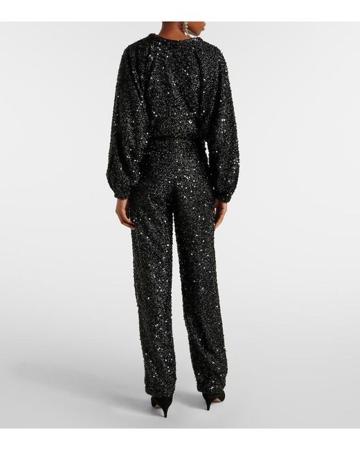 Isabel Marant Black Aras Sequined Wide-Leg Pants