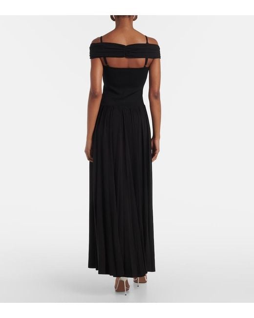 Jonathan Simkhai Amarantha Off-Shoulder Draped Jersey Maxi Dress in Black