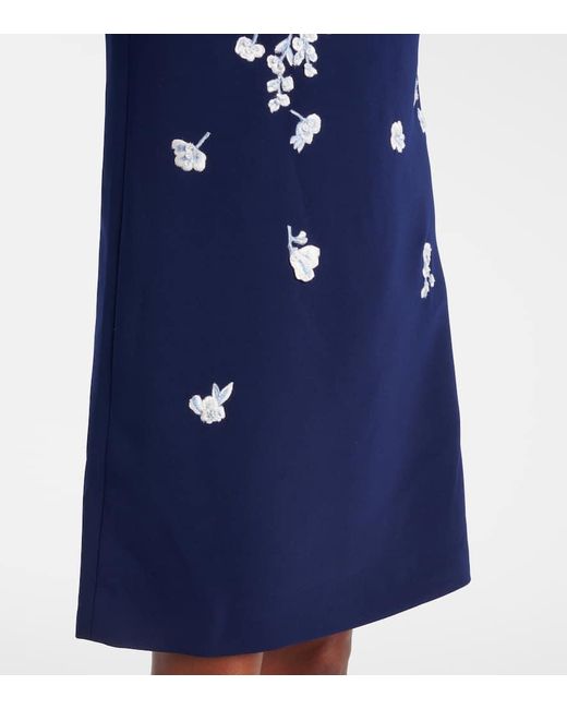 Carolina Herrera Blue Besticktes Etuikleid