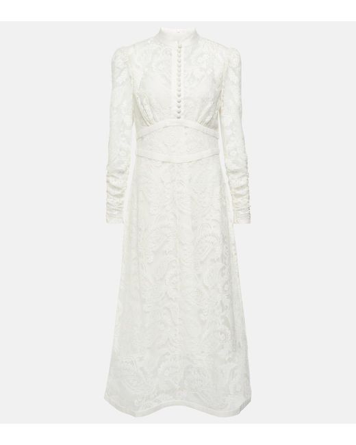 Zimmermann White Paisley Lace Midi Dress