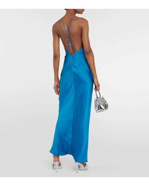 Jonathan Simkhai Blue Giana Ruffled Satin-crepe Gown