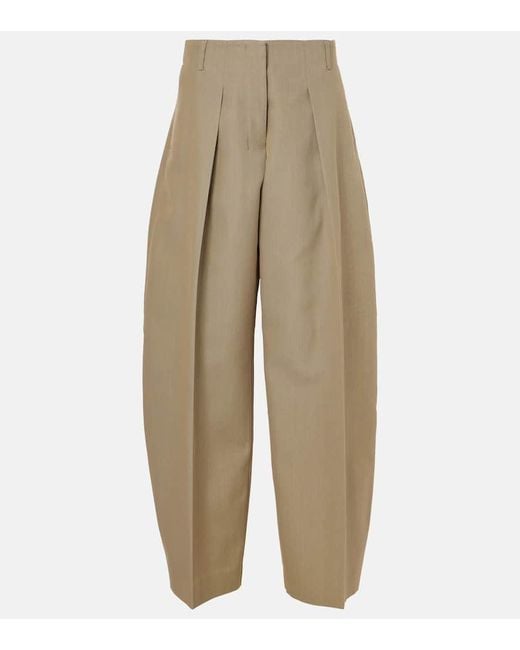 Jacquemus Natural Le Pantalon Ovalo Barrel-Leg Pants