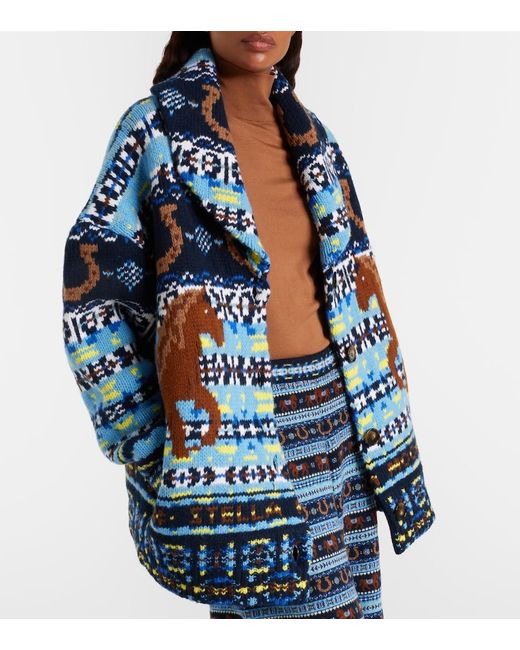 Stella McCartney Blue Fair Isle Virgin Wool Cardigan
