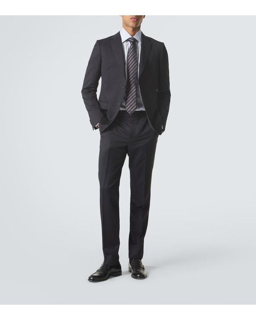 Zegna Black Wool And Mohair Suit for men