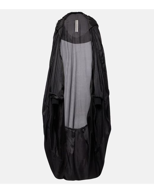 Mantella in seta con cappuccio di Rick Owens in Black