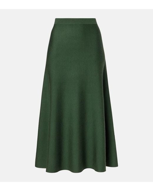 Gabriela Hearst Green Freddie Wool, Cashmere, And Silk Midi Skirt