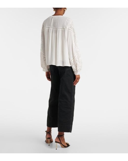 Velvet White Libby Open-Knit Blouse