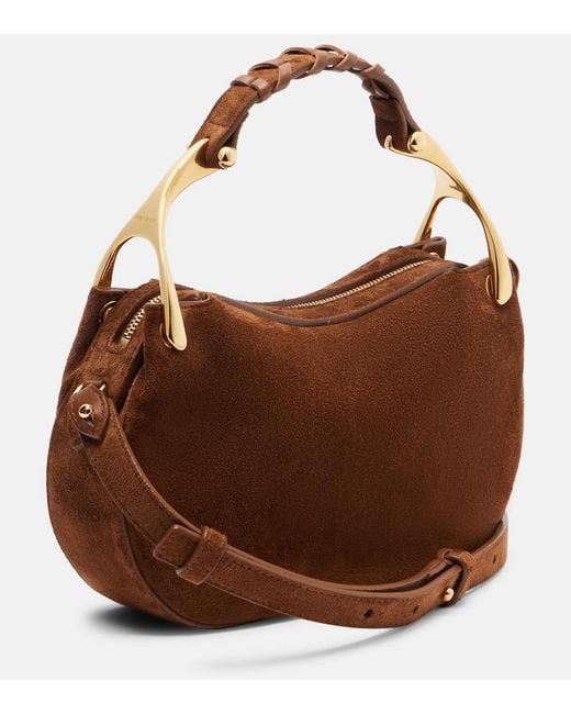 McQueen Brown Wishbone Mini Suede Top-Handle Bag