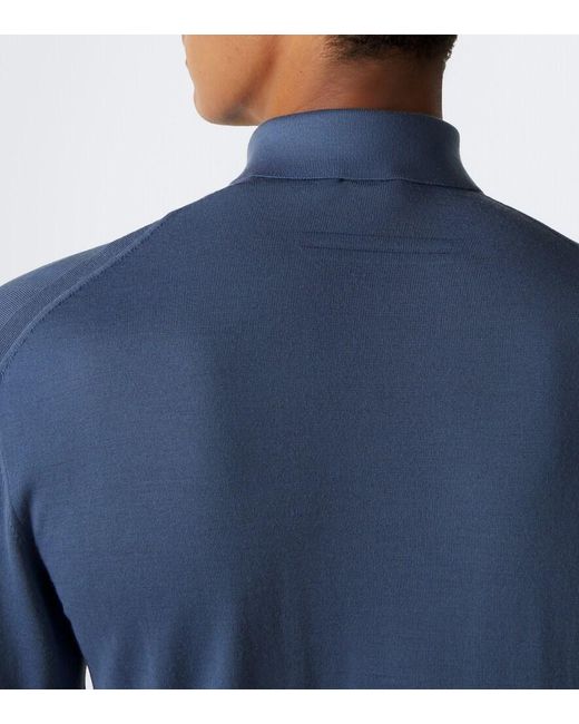 Zegna Blue Wool Polo Sweater for men