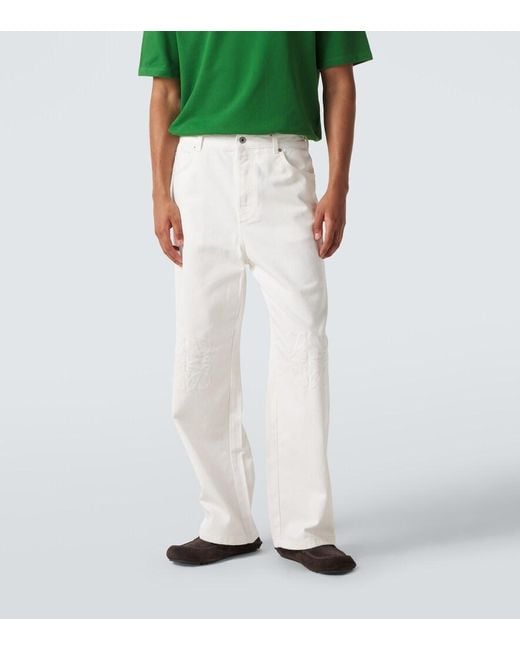 Loewe White Anagram Wide-Leg Jeans for men