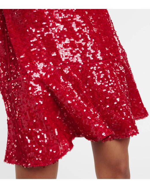 Erdem Red Bow-detail Sequined Minidress