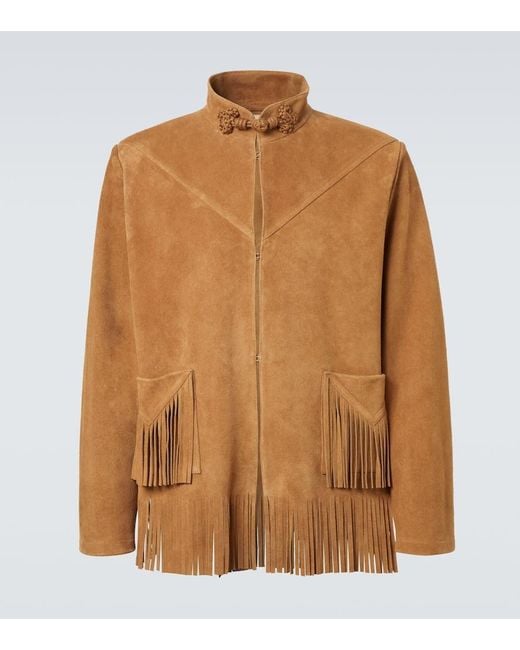 Valentino Brown Fringed Suede Jacket for men