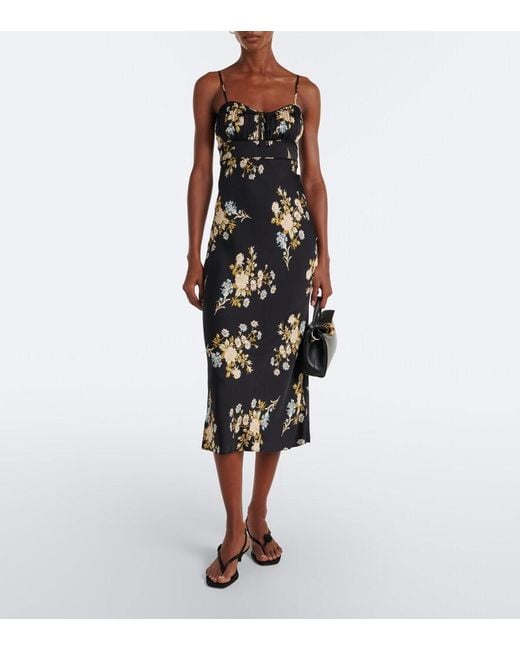 Veronica Beard Black Kieren Floral Silk-Blend Georgette Midi Dress