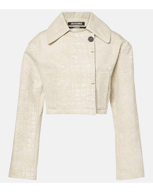 Jacquemus Natural Marino De Nimes Cotton Cropped Long Sleeve Jacket