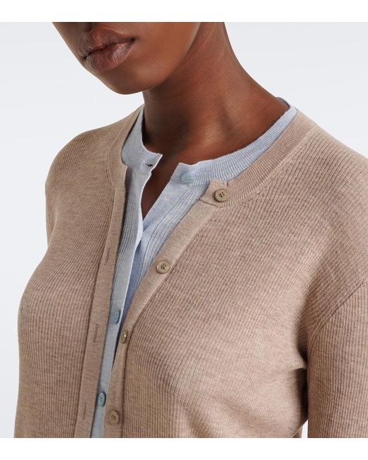 Acne Natural Layered Silk And Wool Cardigan