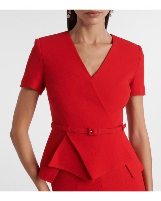 Roland Mouret Red Midikleid Aus Wolle