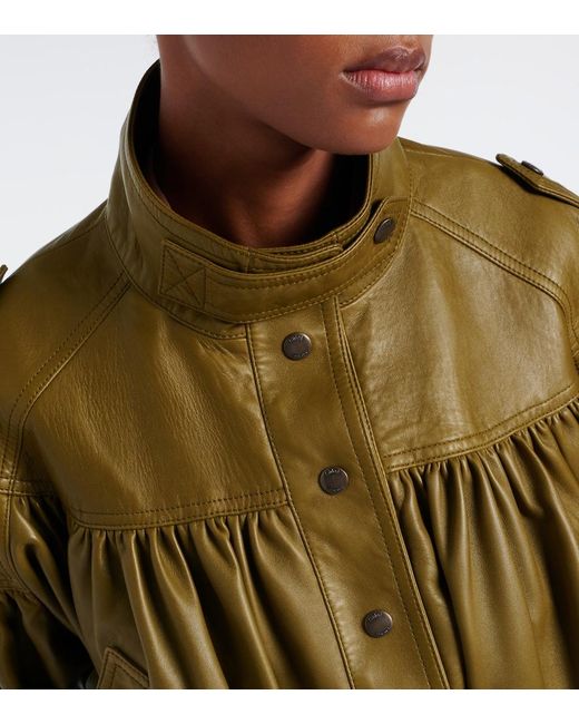 Chloé Green Cropped Leather Jacket