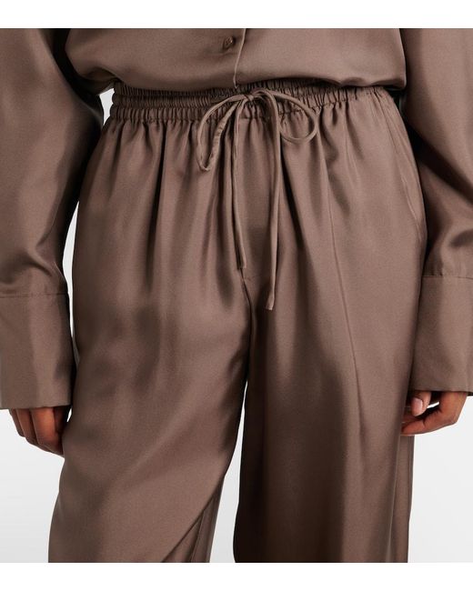 Rohe Brown Weite Hose Aus Seidensatin