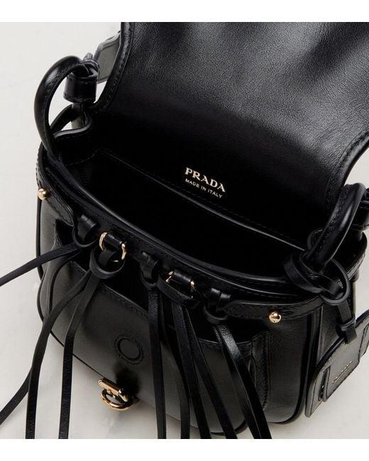 Prada White Corsaire Mini Fringed Leather Shoulder Bag