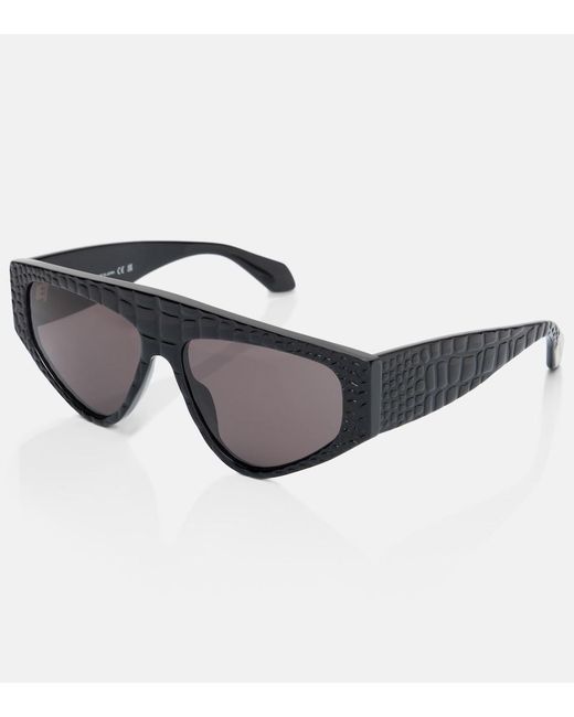 Alaïa Brown Lettering Logo Flat-Top Sunglasses