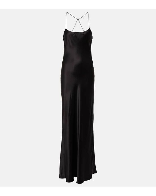 Saint Laurent Black Silk Satin Gown