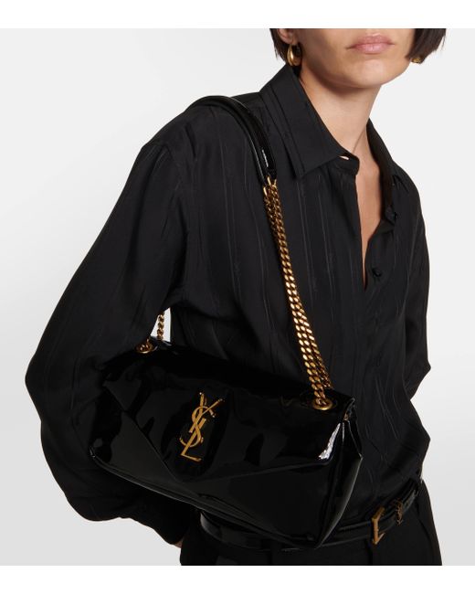 Saint Laurent Black Calypso Patent Leather Shoulder Bag