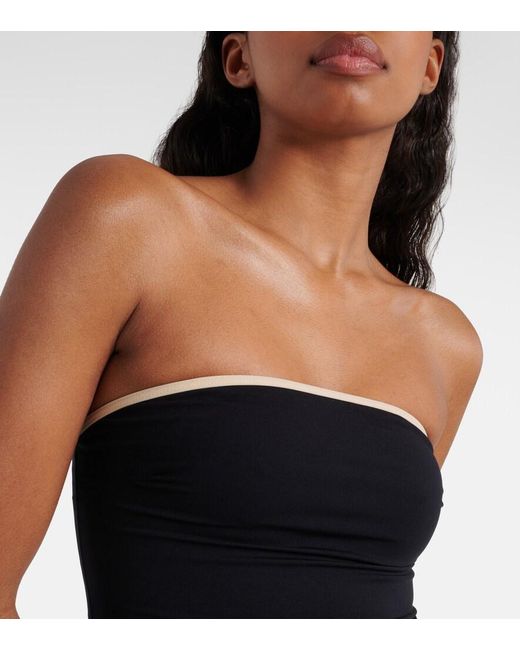 Totême Black Stripe Edge Strapless Swimsuit
