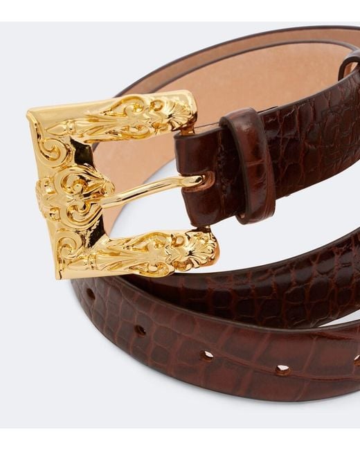 Magda Butrym Brown Croc-Effect Leather Belt