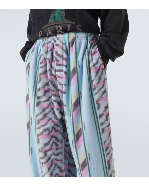 Balenciaga Blue Printed Fleece Sweatpants for men