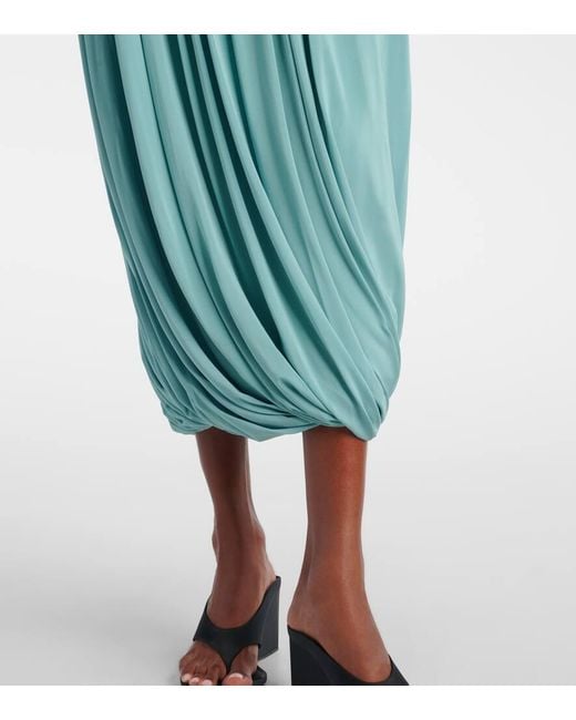 Falda Midi De Jersey Fruncida Alaïa de color Blue