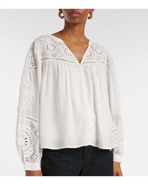 Velvet White Libby Open-Knit Blouse