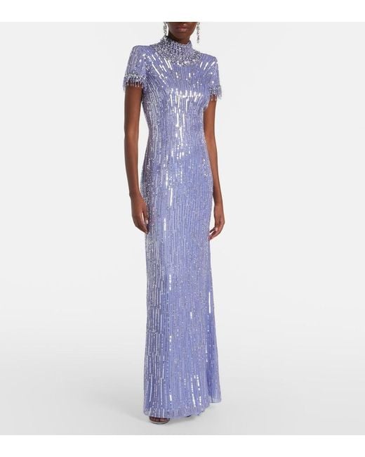 Jenny Packham Purple Madelaine Embellished Gown