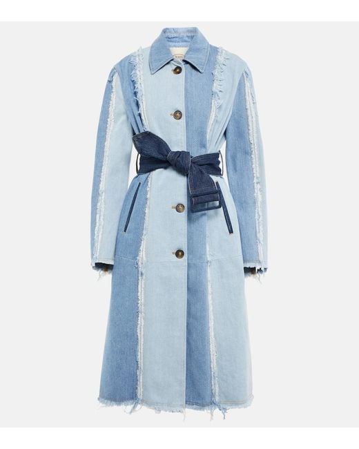 Tod's Blue Belted Denim Coat
