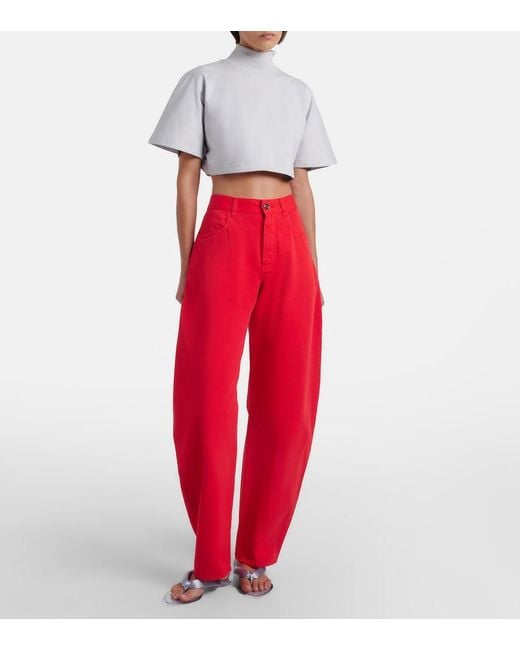 Alaïa Red Barrel-Leg Jeans