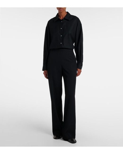 The Row Black Roger Wool Gabardine Pants