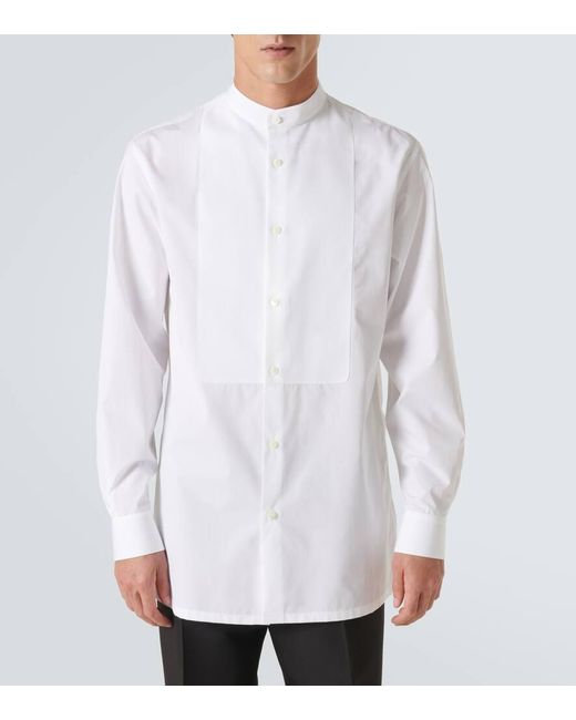 Loro Piana White Cotton Tuxedo Shirt for men