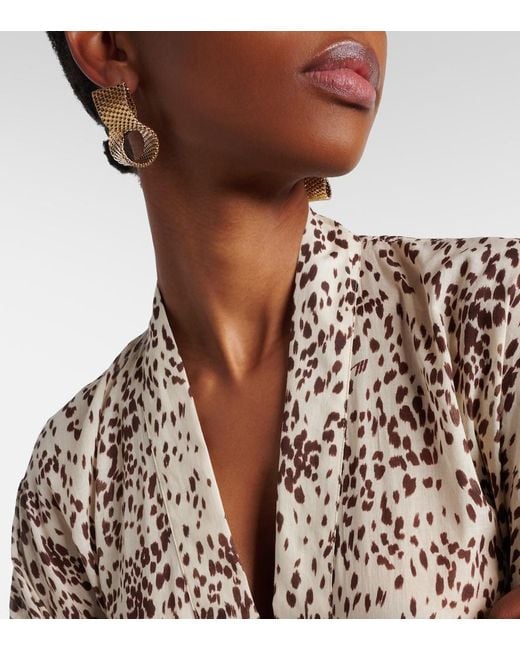 The Attico Natural Leopard-Print Cotton Beach Cover-Up
