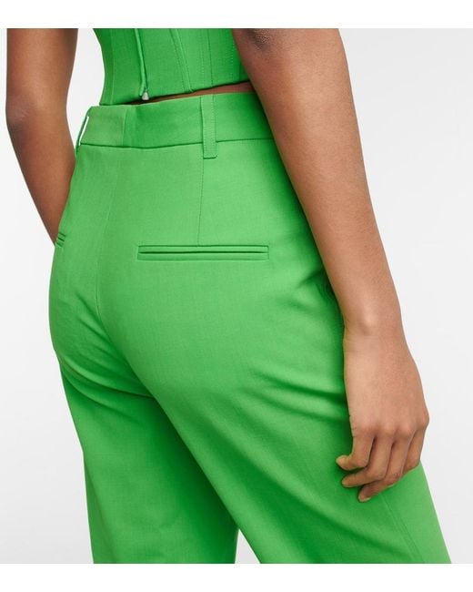 GIUSEPPE DI MORABITO Green High-Rise Wool-Blend Pants