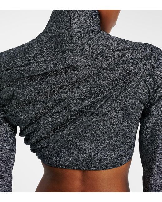 Gucci Blue Gathered Lame Crop Top