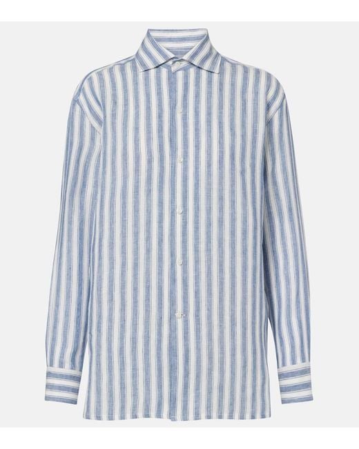 Ralph Lauren Blue Capri Striped Linen Shirt