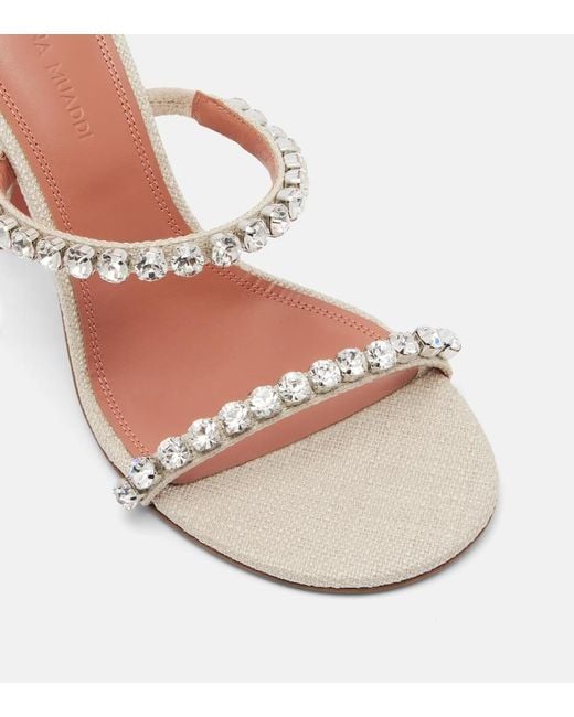 AMINA MUADDI Pink Gigi Embellished Canvas Mules