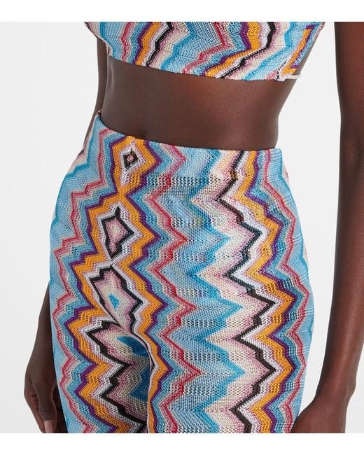 Missoni Blue Zigzag High-Rise Flared Pants