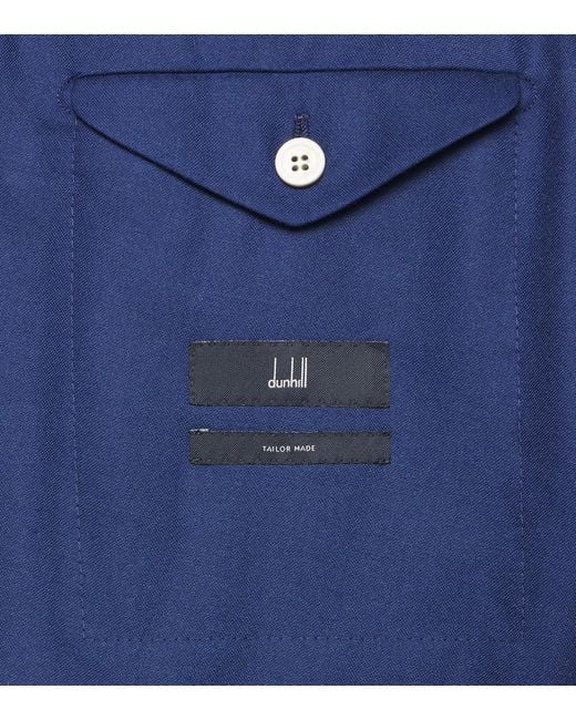 Dunhill Blue Double-Breasted Cashmere Blazer for men