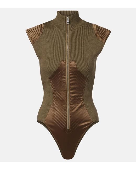 Jean Paul Gaultier Brown Wool-Blend Bodysuit
