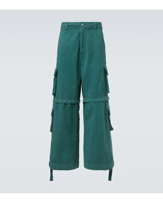 ERL Green High-Rise Cotton Cargo Pants for men