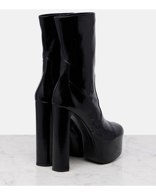 Saint Laurent Black Billy 95 Leather Platform Mid-Calf Boots