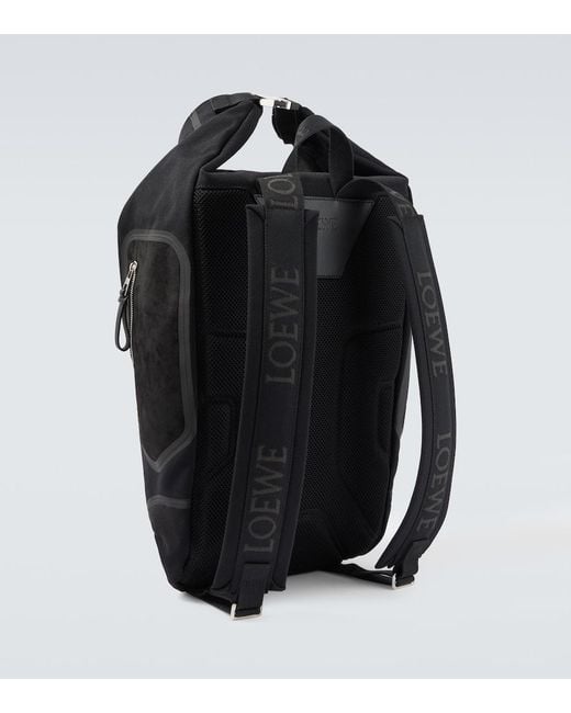 Loewe Black Flex Canvas And Suede Backpack for men