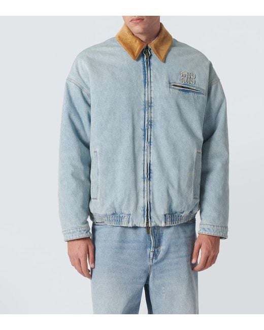 Giacca Di Jeans Con Velluto di Miu Miu in Blue da Uomo